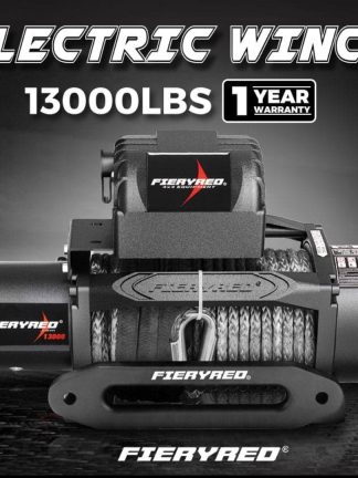 Fieryred 12V 13000LBS Electric Winch Synthetic Rope