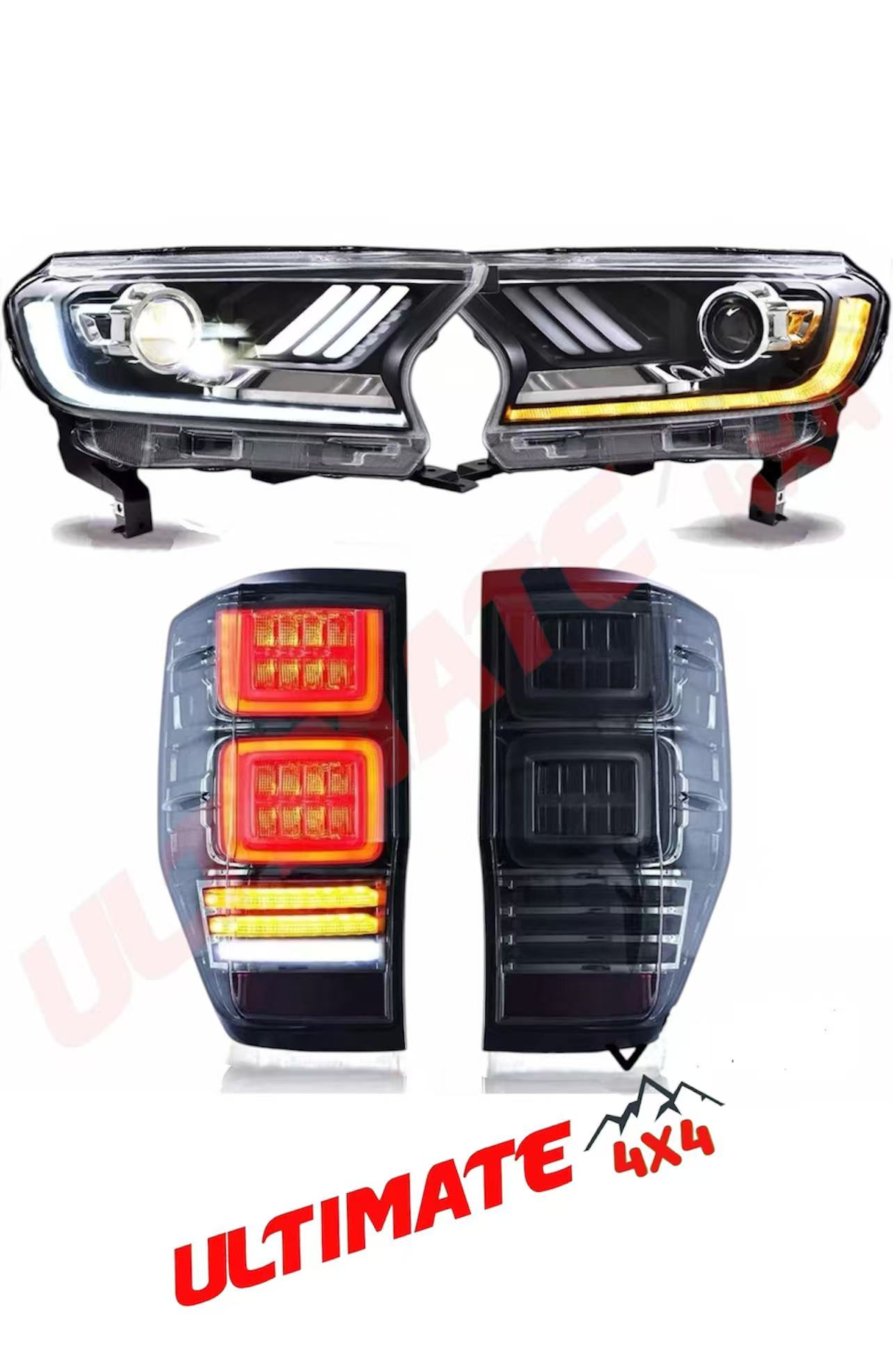FORD RANGER PX2 PX3 MUSTANG HEADLIGHTS & TAIL LIGHTS BUNDLE DEAL ULTIMATE 4X4